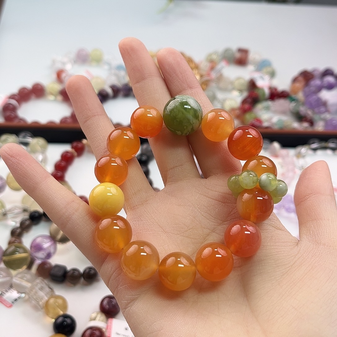 未镶嵌水晶手链玛瑙加岫玉手串