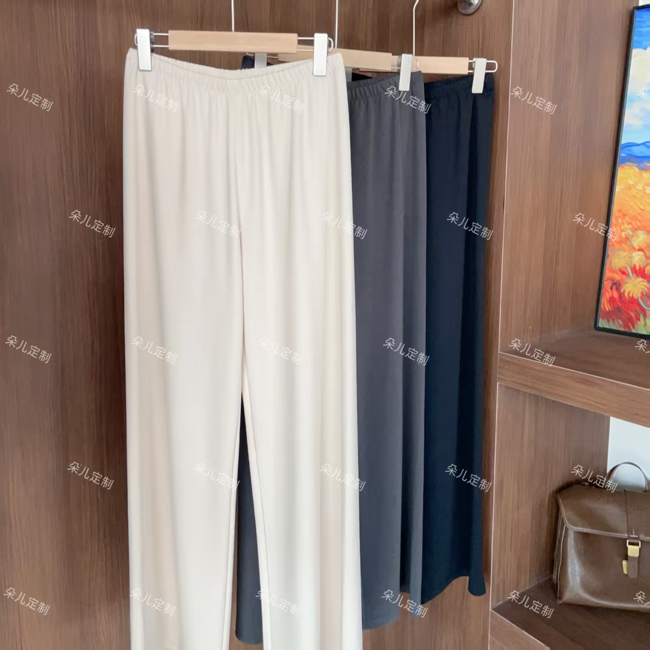 朵儿定制 【悠闲派】桑蚕丝宾霸铜氨纤维莫代尔松紧腰直筒裤 IV59