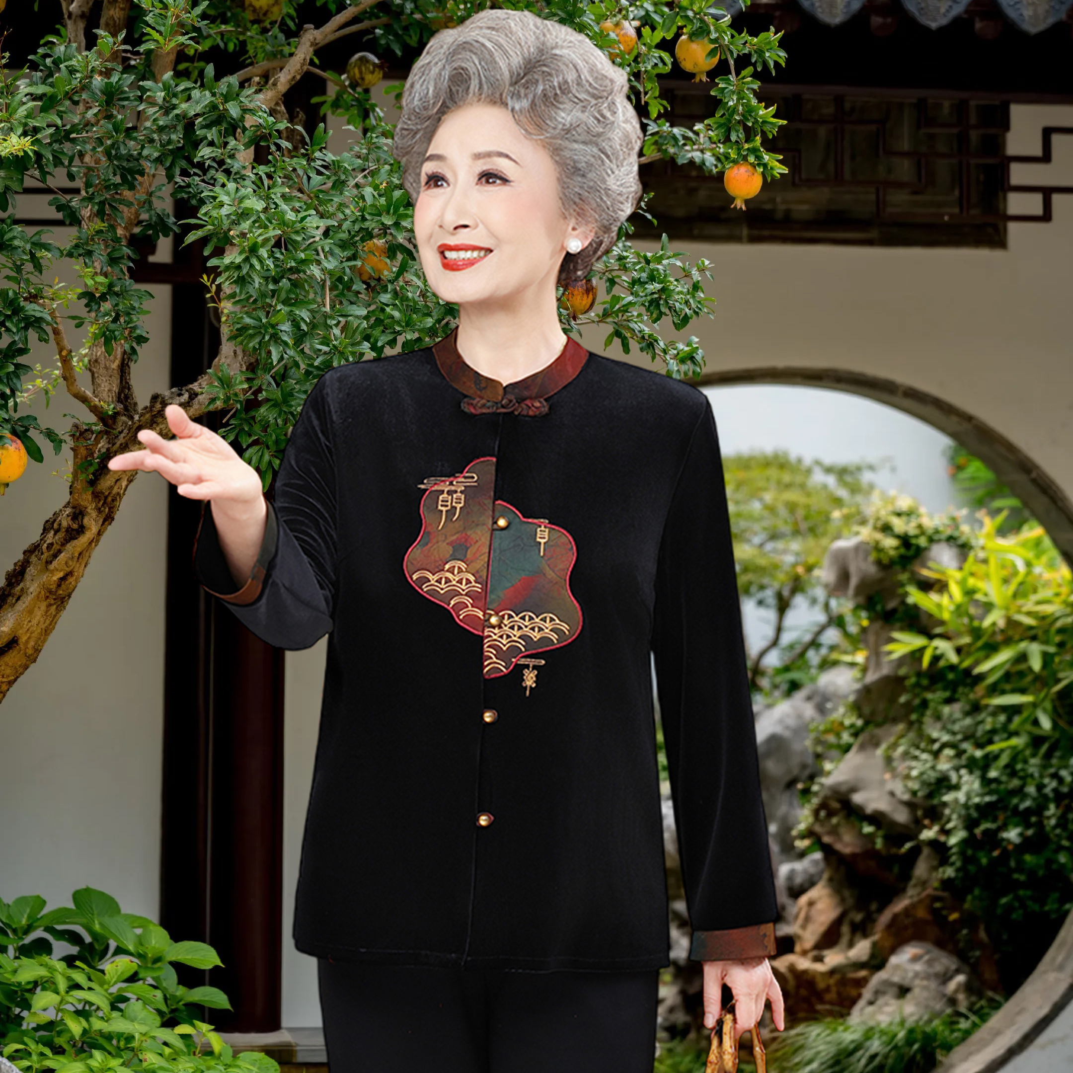 中老年人女装妈妈春装开衫衬衫奶奶上衣老人秋装衣服外套60岁衬衣