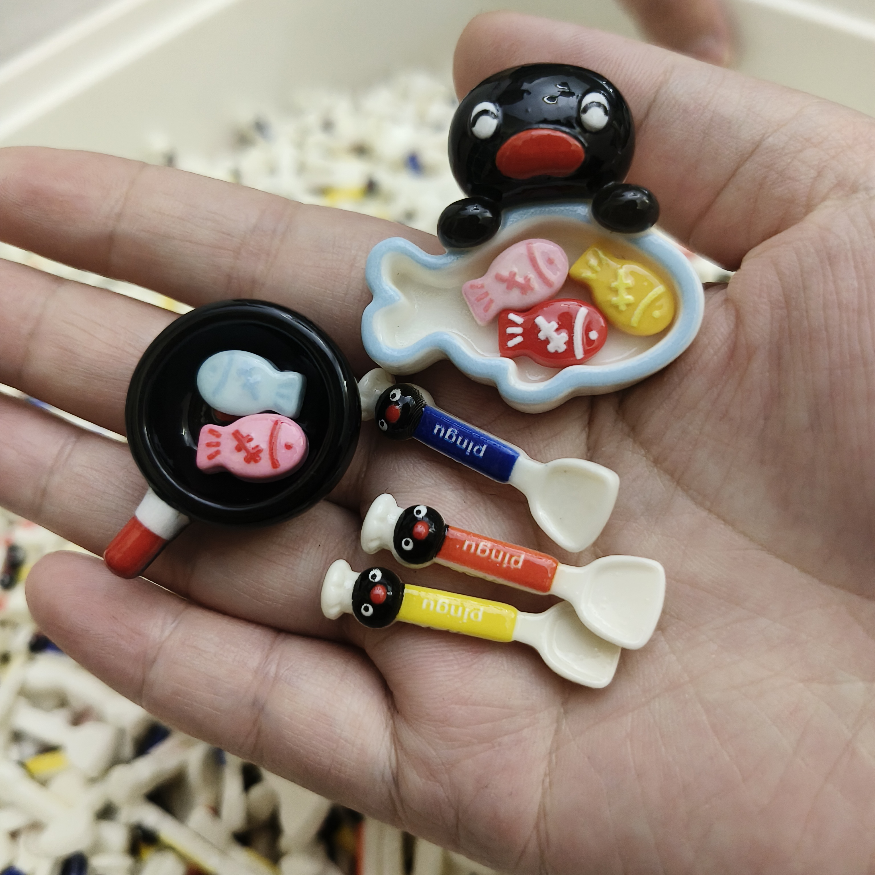 爱爱妈定制大迷你pingu锅铲微缩树脂摆件  手机链diy摆件配饰