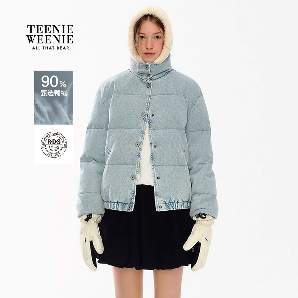 TeenieWeenie小熊羽绒服女装25保暖大熊印花立领外套TTJD258VCKD