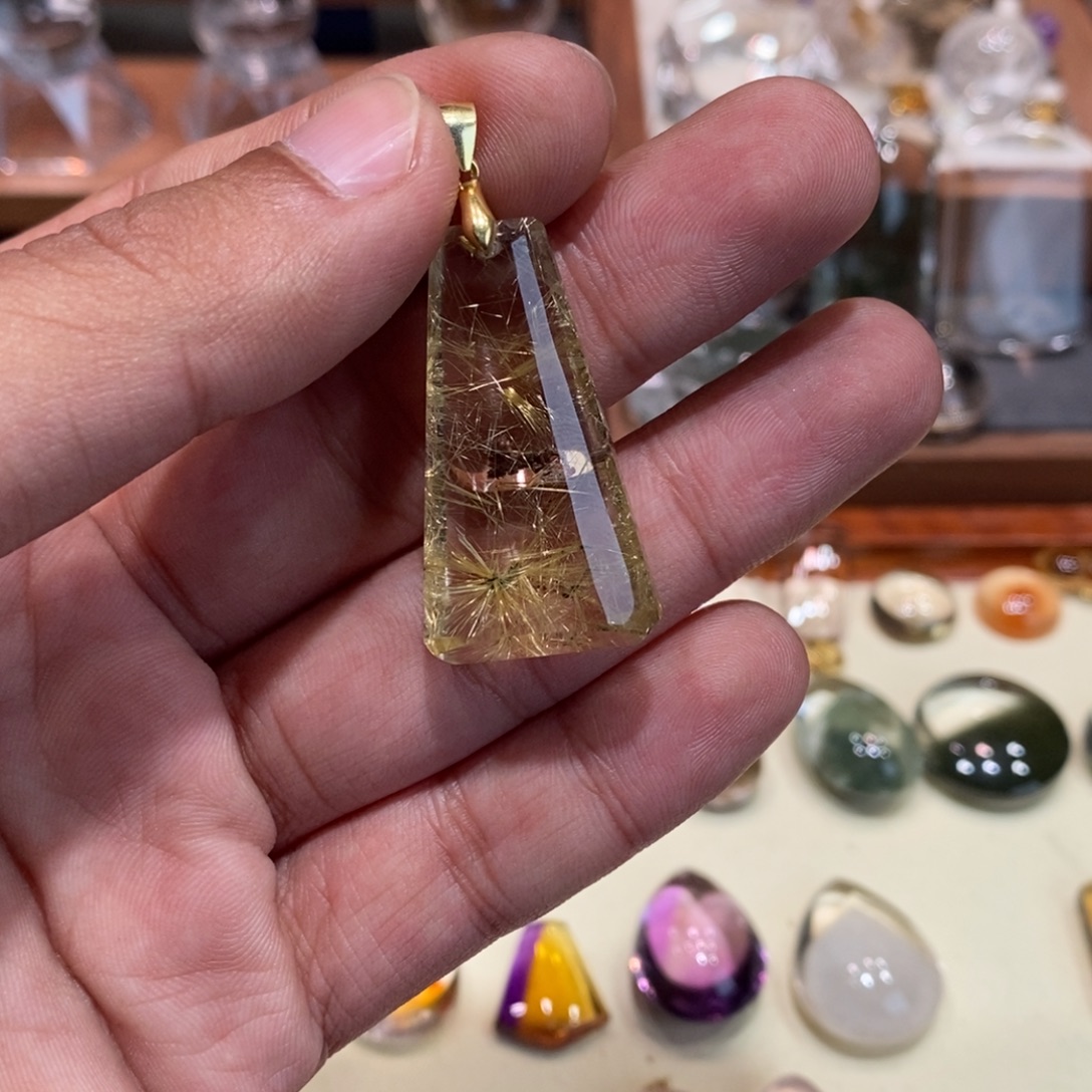 巍***颈饰水晶银S925镶嵌金发