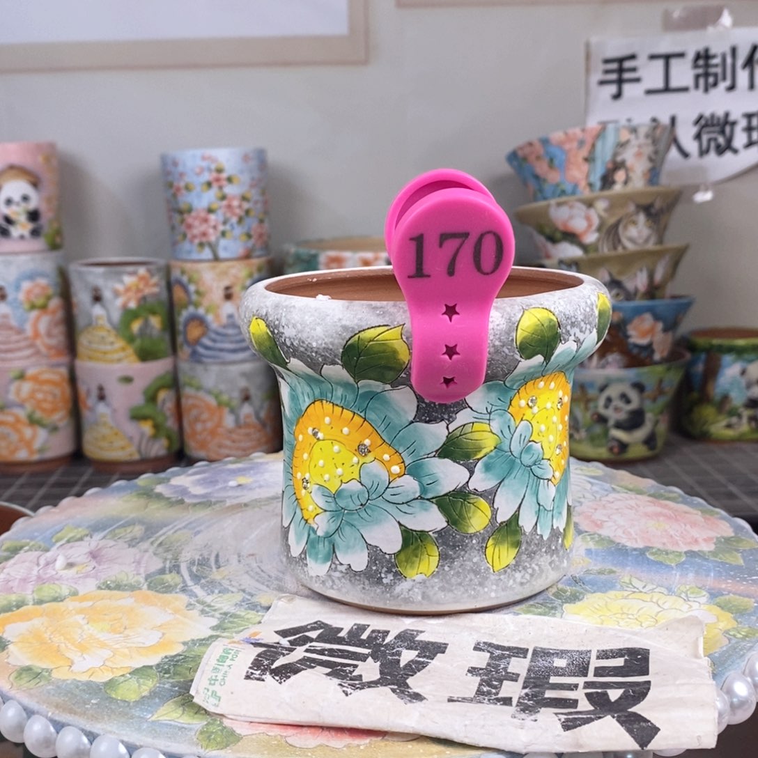 紫砂花盆红陶手绘花盆