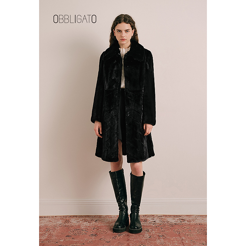 OBBLIGATO奥丽嘉朵  冬季1C63509508专选水貂毛皮草上衣
