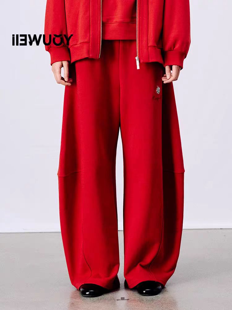 YOUWEI有尾2025早春上新女装主题肌理印花阔腿长卫裤Y5425119