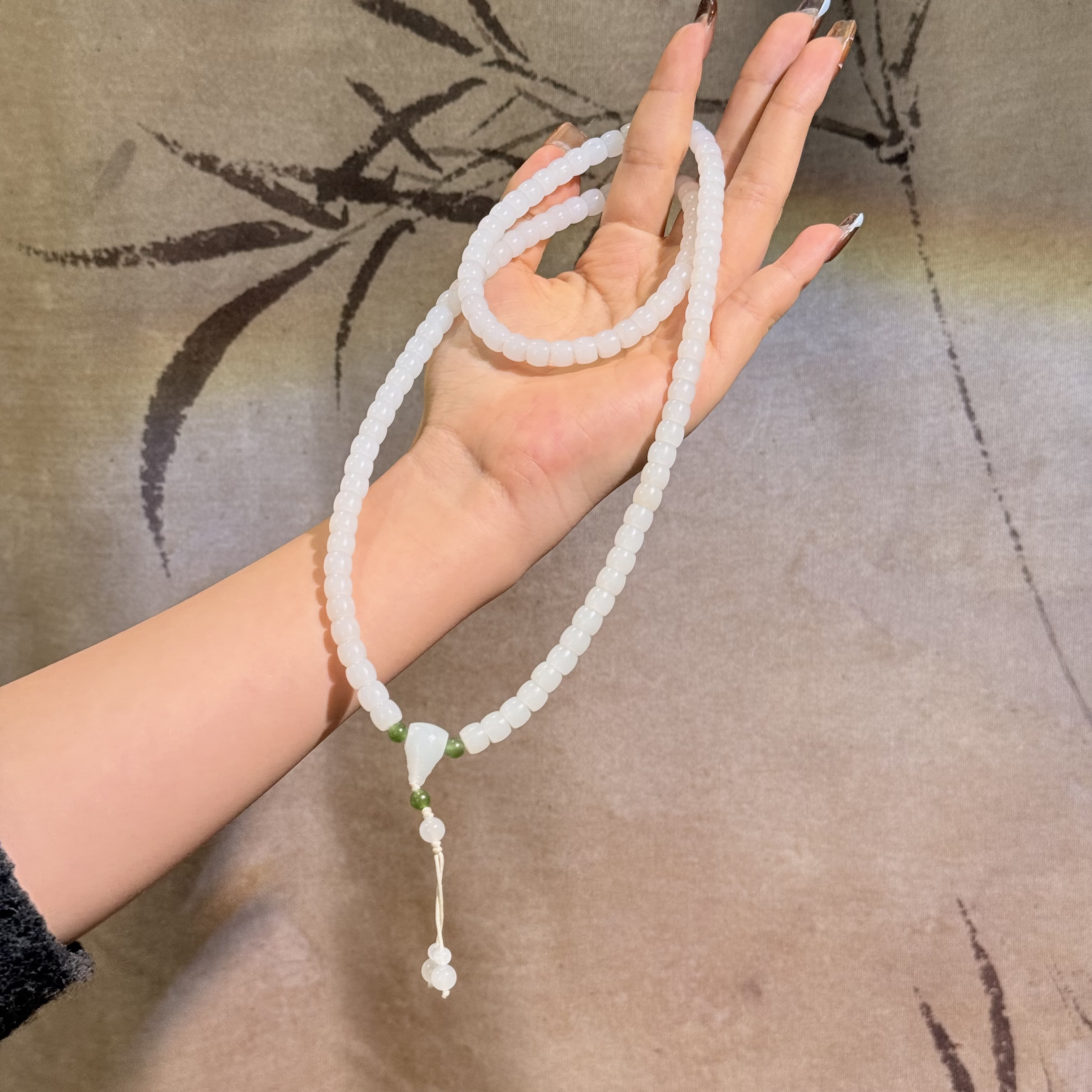 白玉直切老型珠108颗约6*7mm时尚百搭长链