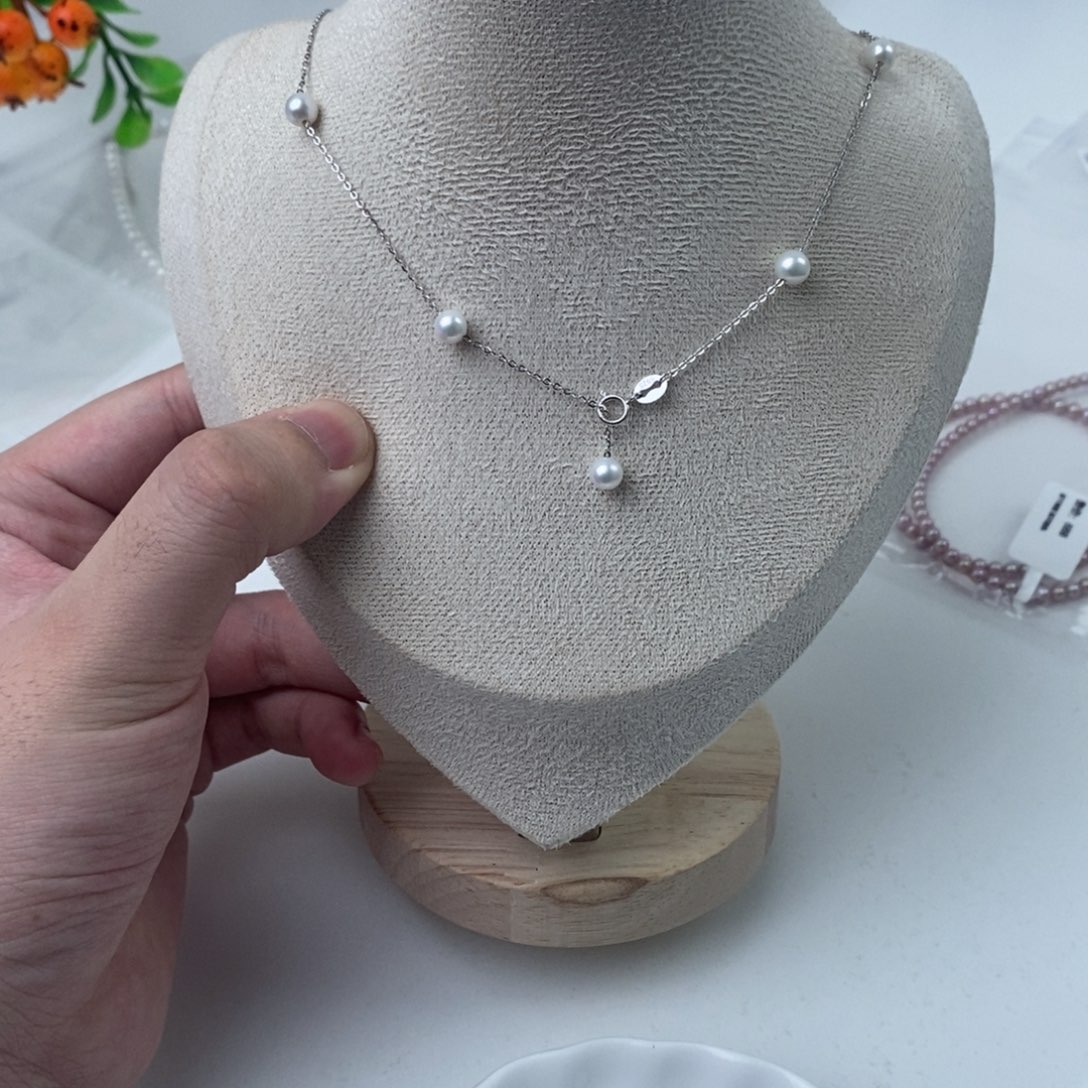 淡水珍珠项链银S925镶嵌204157