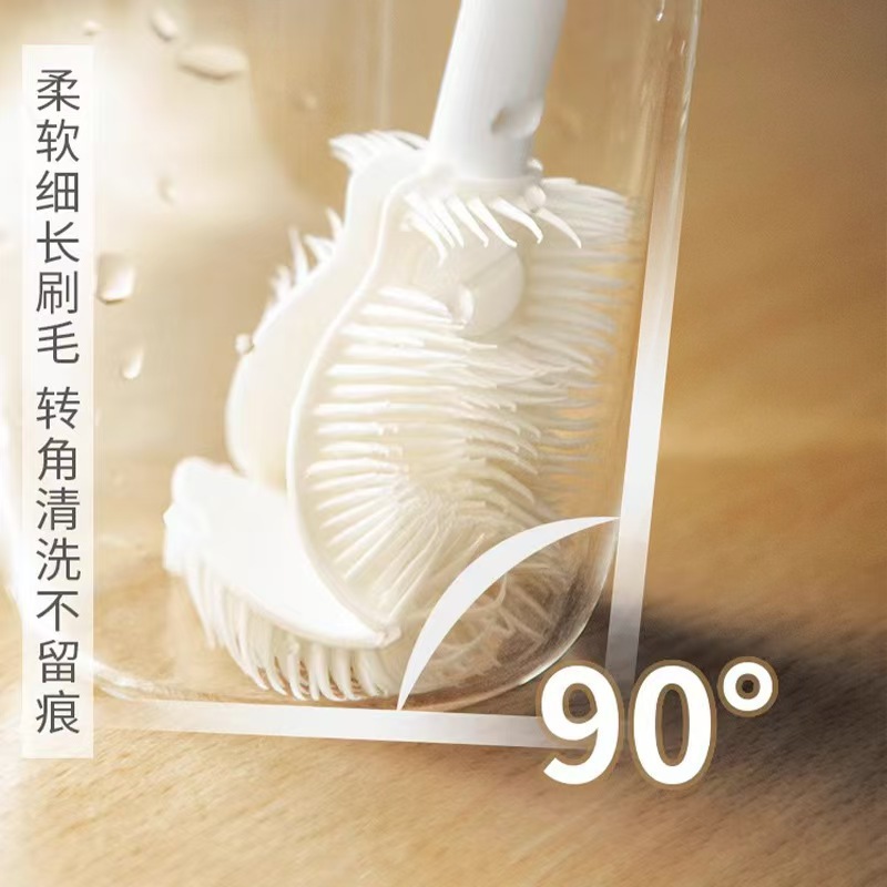 硅胶奶瓶刷杯刷折叠刷头90度清洁刷长柄小刷子水壶缝隙清洁杯盖刷