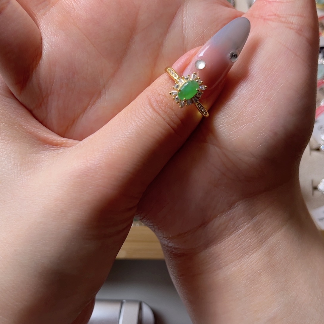 翡翠戒指银S925镶嵌36999