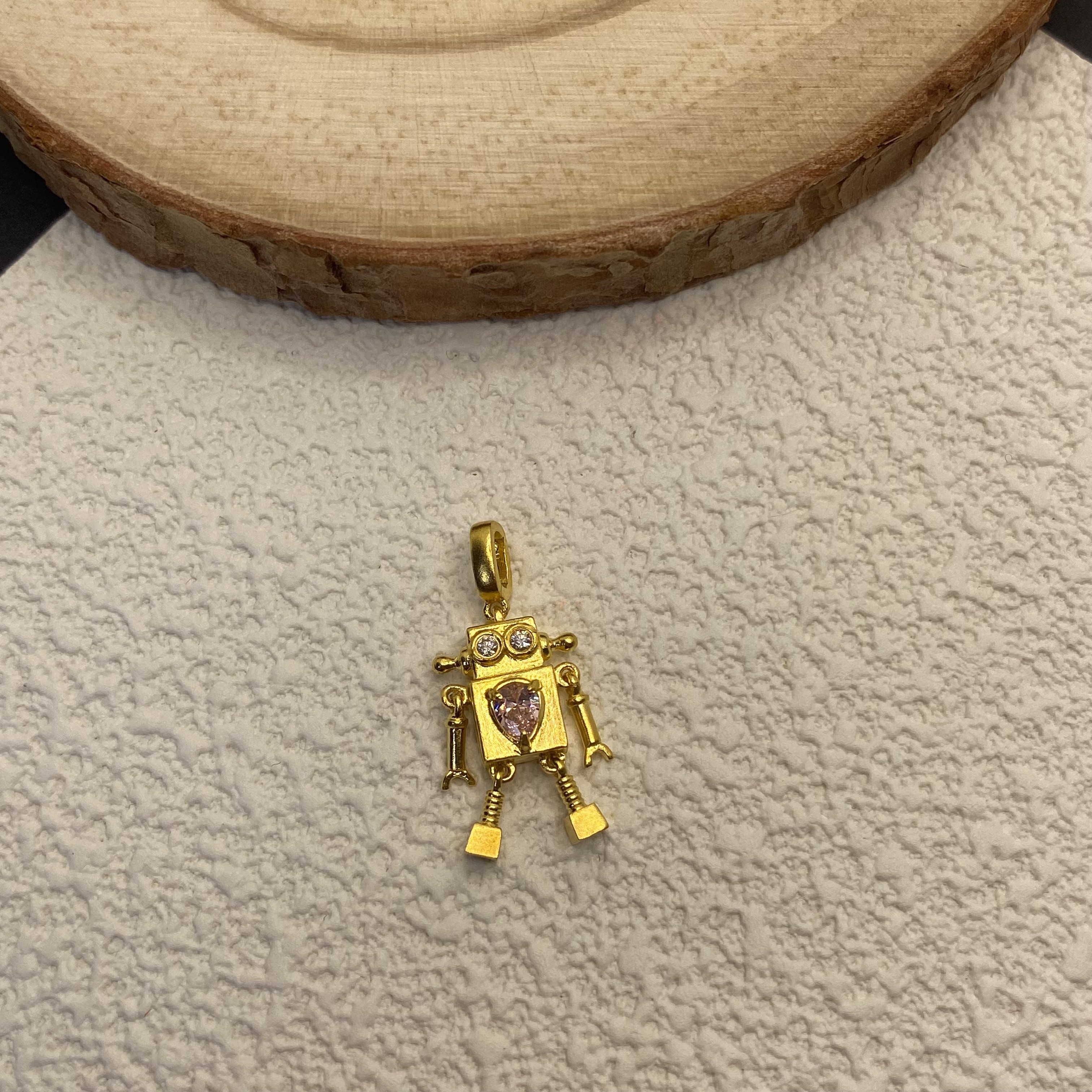 【金喜圆】足金999 点钻爱心蜜语机器人吊坠-带证书钢印