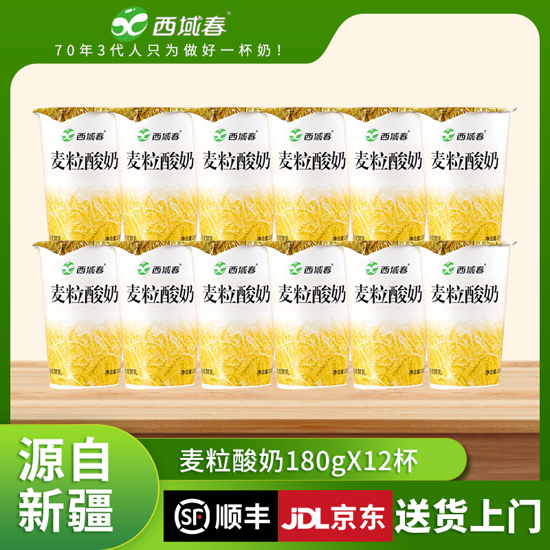 新疆西域春麦粒酸奶180g*12杯整箱 谷物代餐营养早餐伴侣