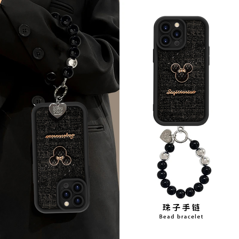 适用于苹果16OPPO华为VIVO网红米奇手机壳简约个性流行全包贴布款