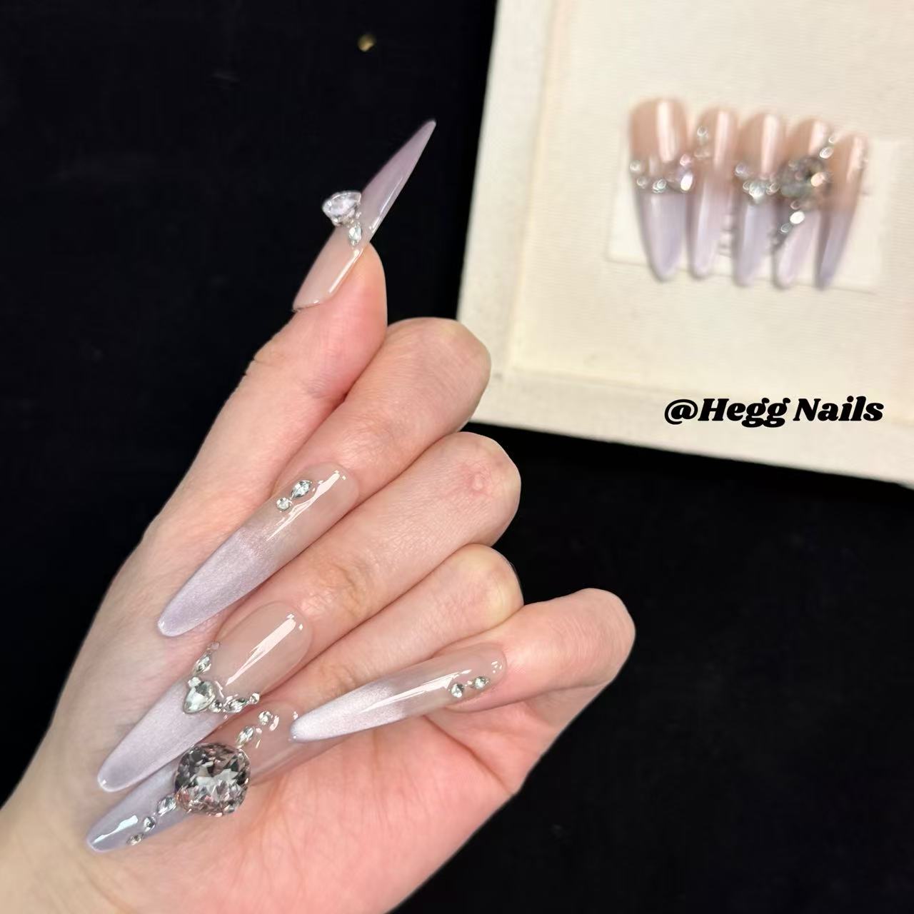 【紫霞】高级感爆闪猫眼紫色渐变显白穿戴甲片日常百搭手工美甲