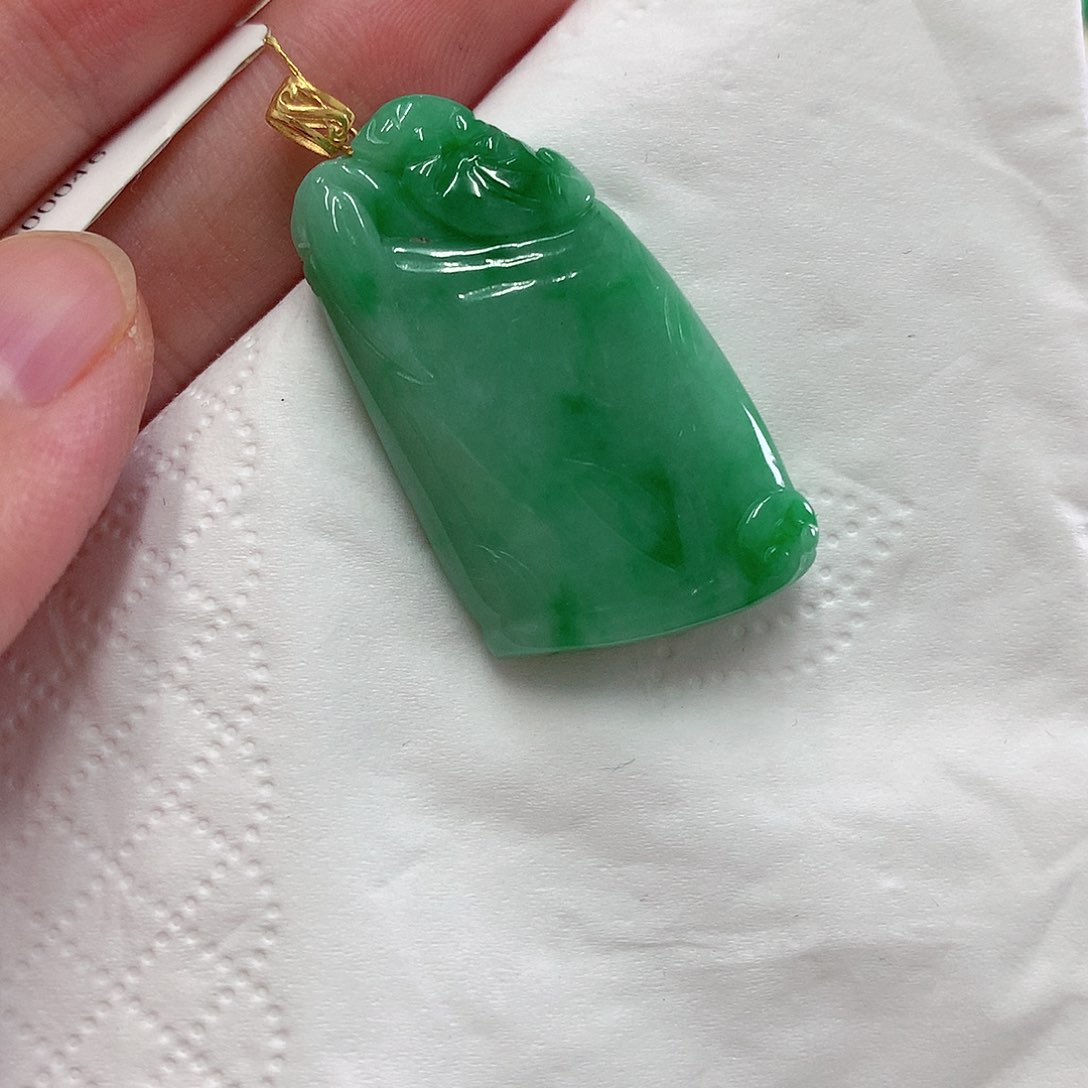 翡翠18K金镶嵌吊坠(不含链)