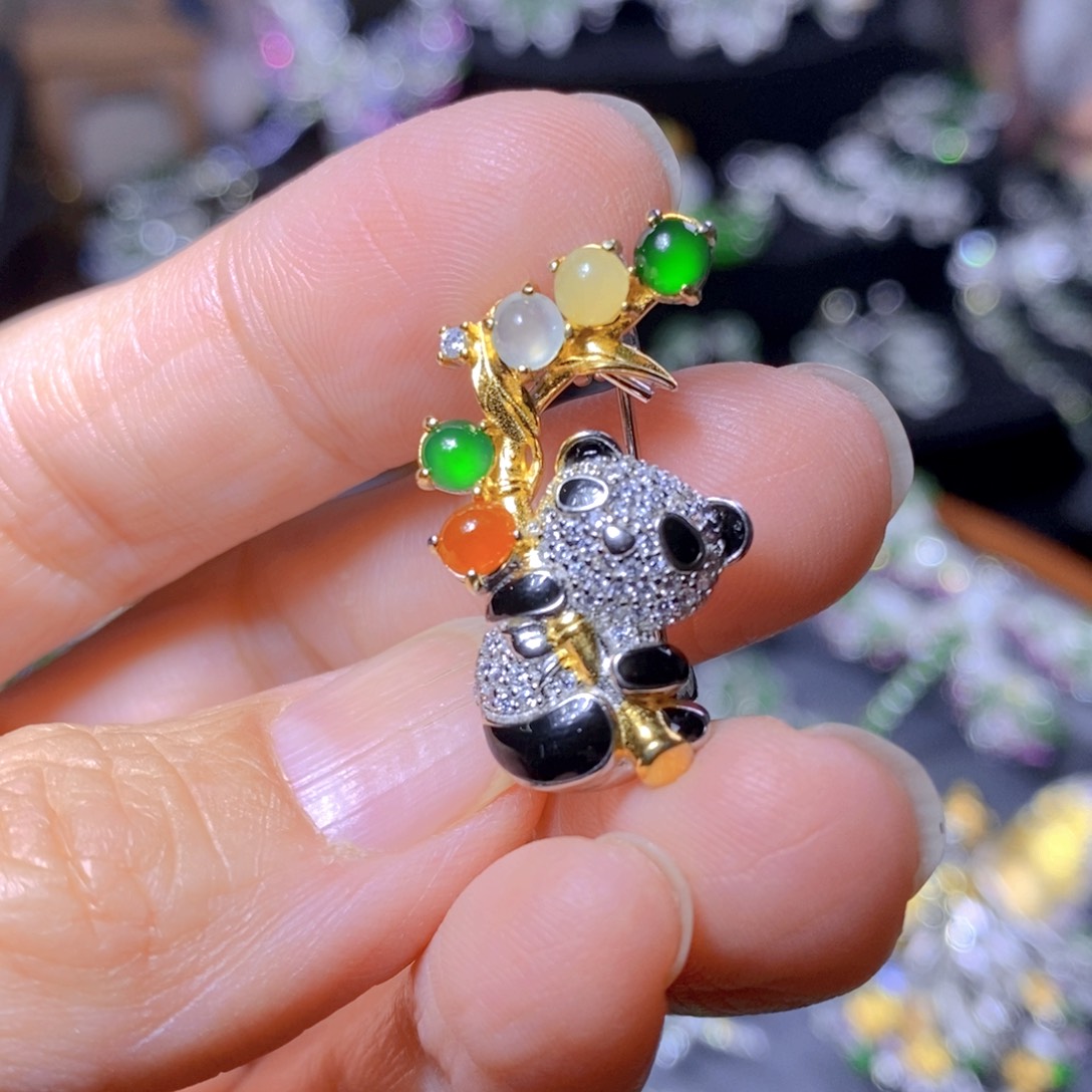 翡翠耳饰银S925镶嵌天然翡翠