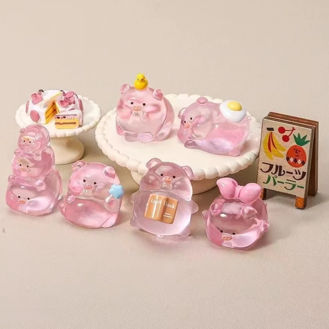【许愿+对对碰】中号高透小粉猪桌面摆件