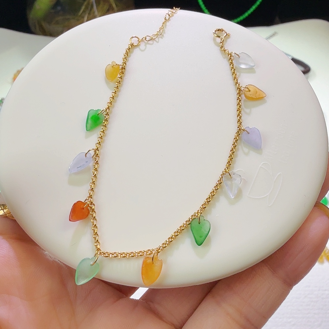 翡翠18K金镶嵌手链随行手链