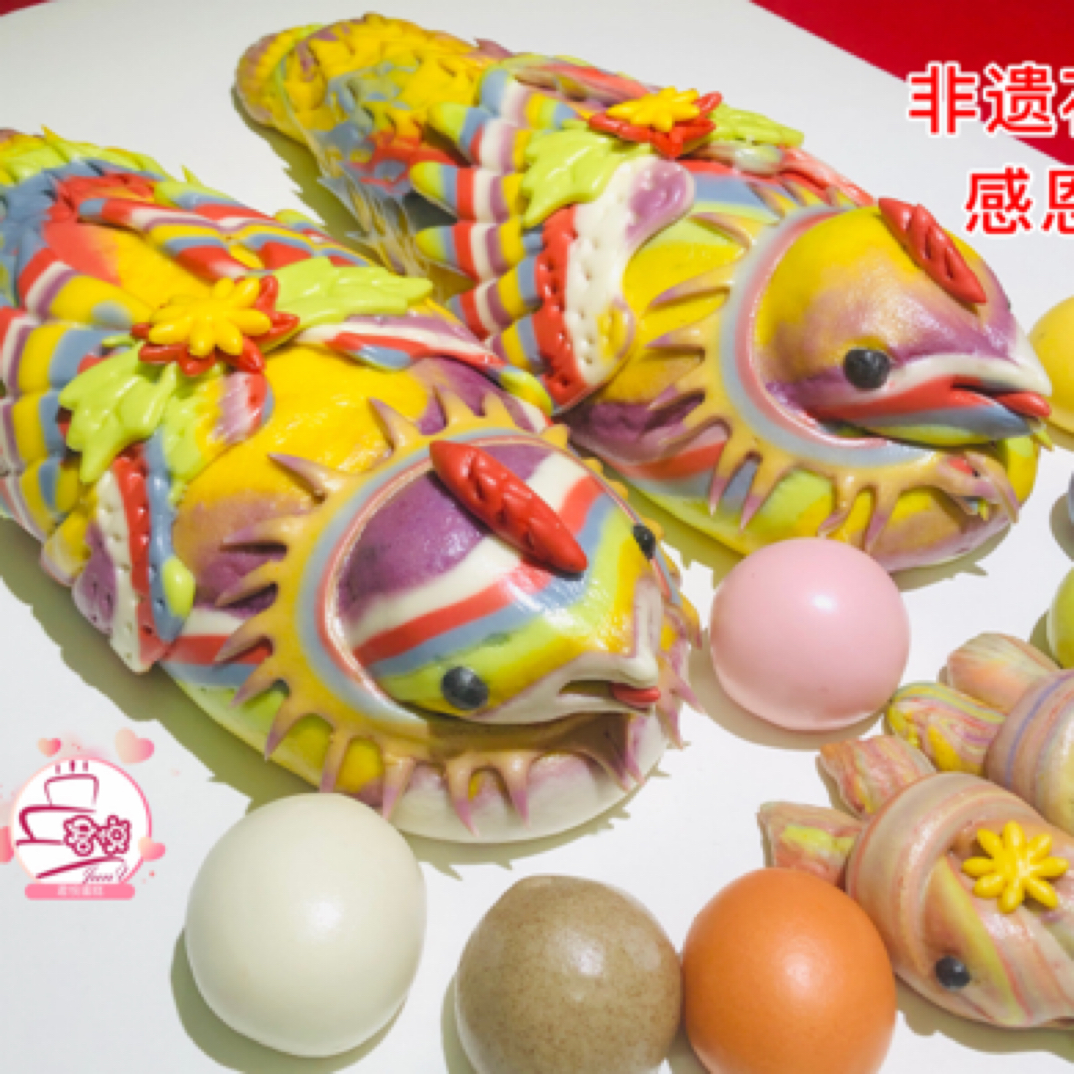 七彩花馍老雁12英寸盒装❤️2只送7雁蛋2小雁❤️净重3.3斤红枣肉松馅