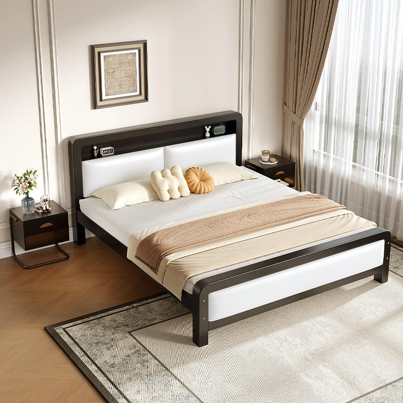 高尾软包款铁艺床家用1.8米加粗加厚铁床单人床架出租房用铁架床