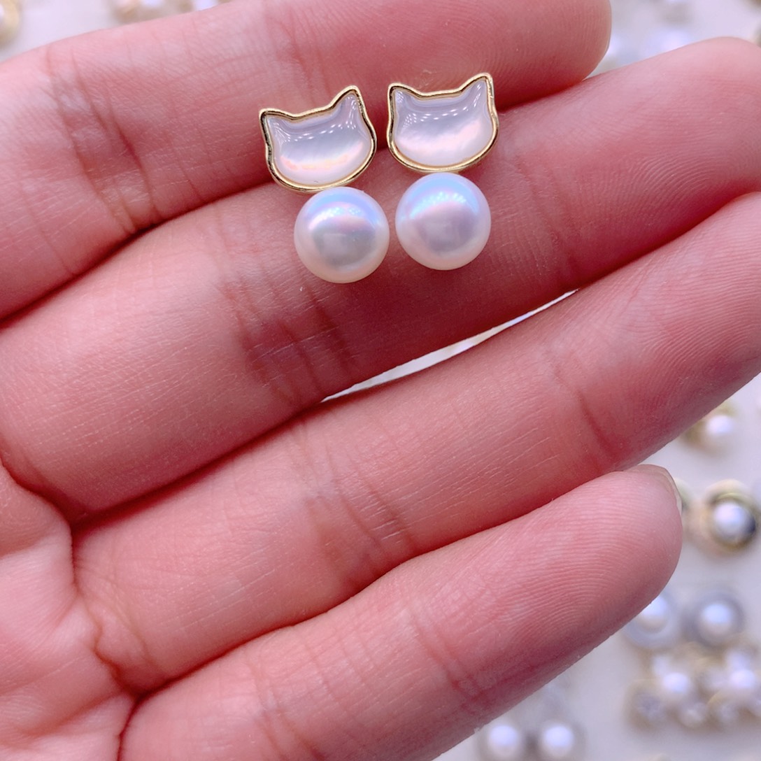 合金淡水珍珠耳饰