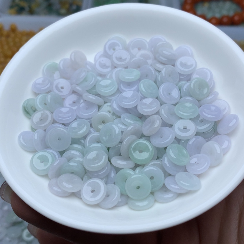 【闪购商品】翡翠手链未镶嵌卡9浅冰紫平安扣50颗