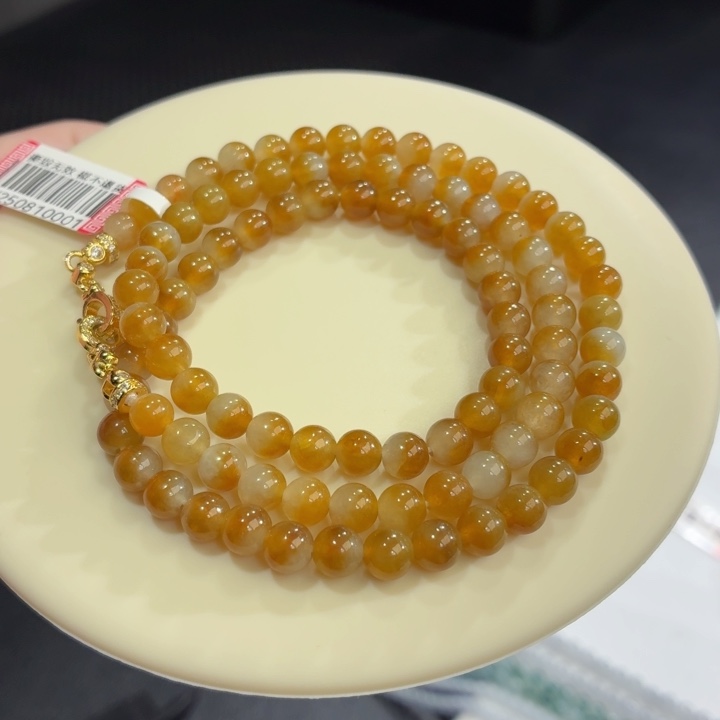 翡翠未镶嵌手链冰胶黄翡卡6