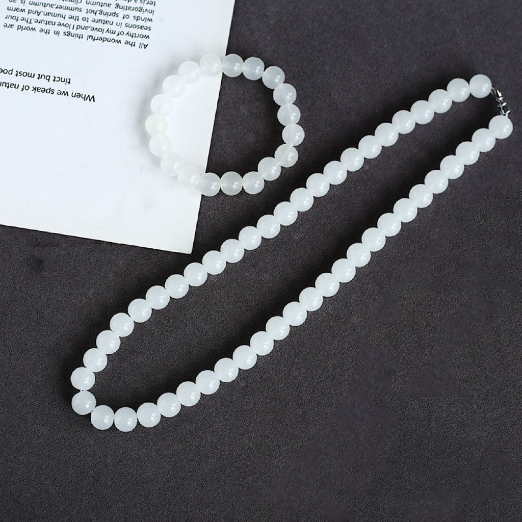  【壹壹专属】时尚精美皎洁白月气质典雅珐琅项链+手串CM1118 