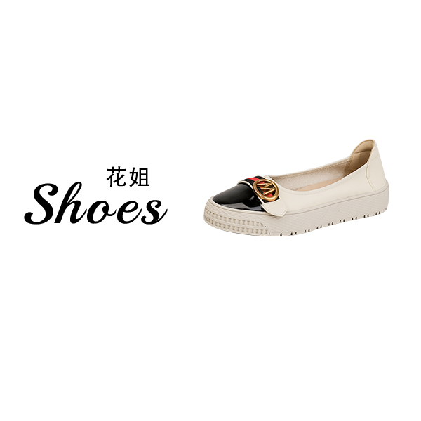 2025拼色小金扣平底时尚百搭小香风舒适防磨脚王妃渔夫鞋