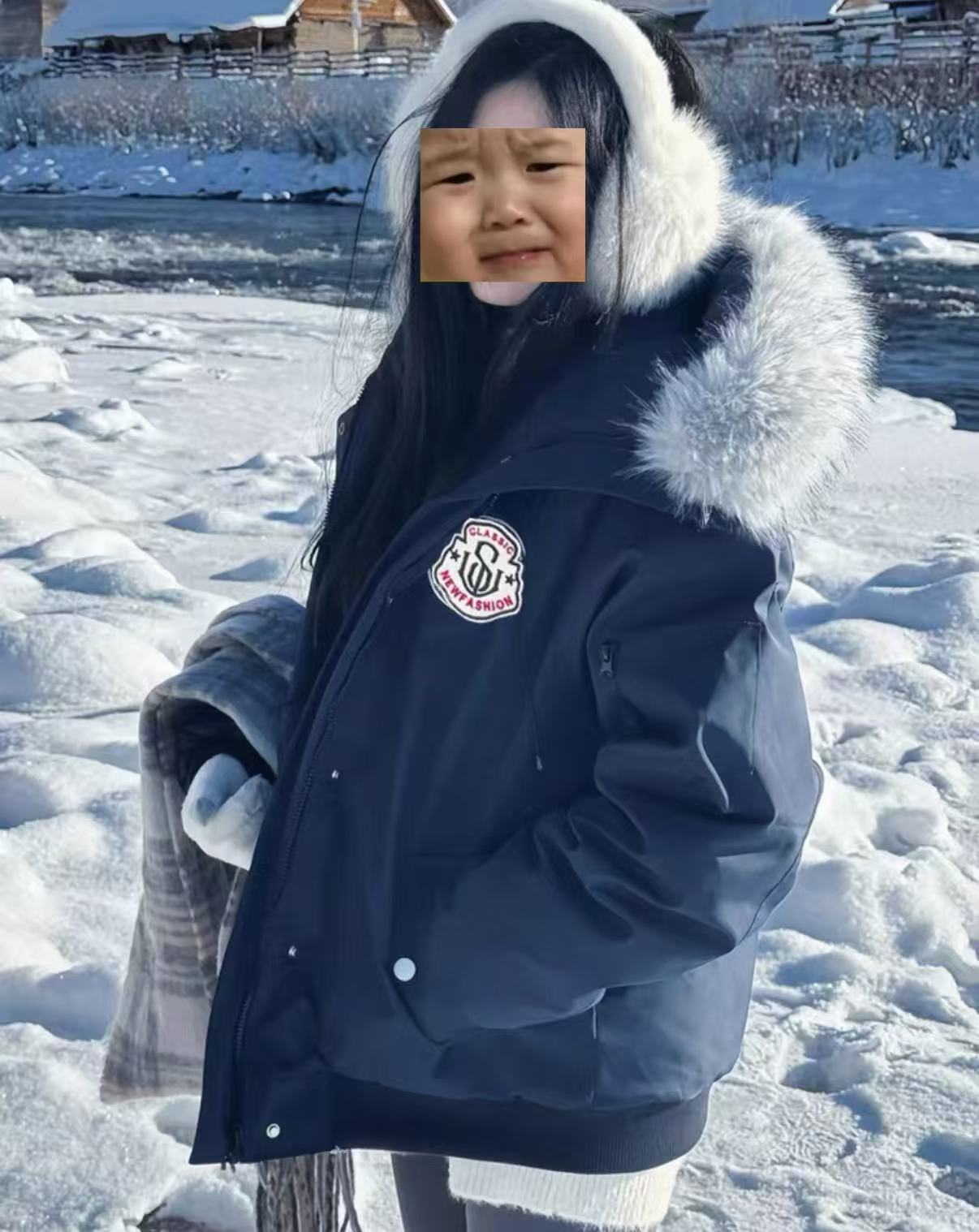 三金  美式复古毛领连帽派克服女冬季棉衣加厚保暖工装棉服90351