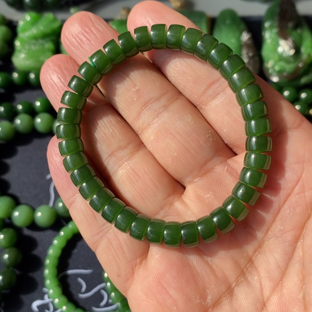 和田玉（碧玉）手串未镶嵌笑***、