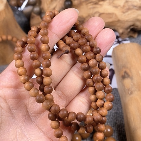 檀香木手串/手链老山檀香黑肉0.6/108沉水微瑕疵