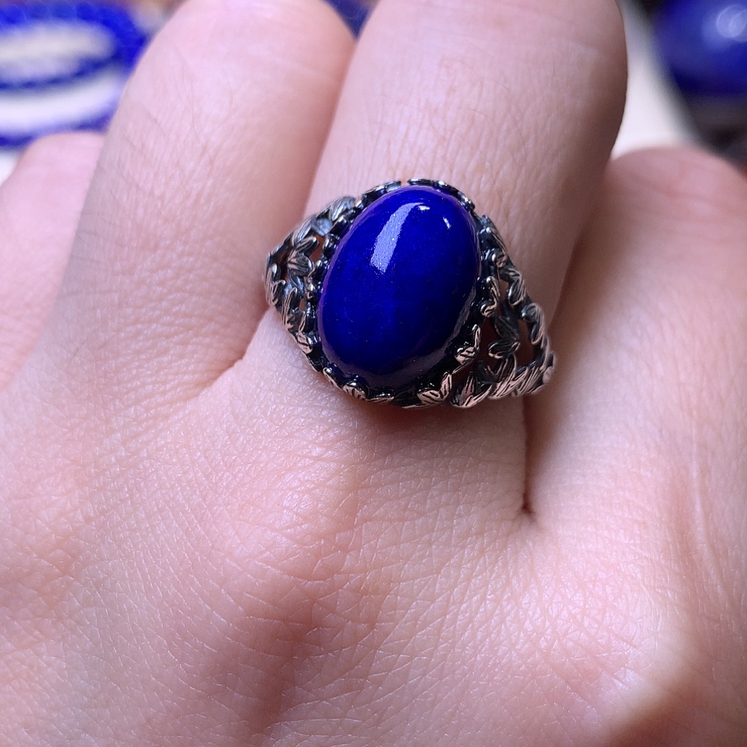 青金石银S925镶嵌戒指