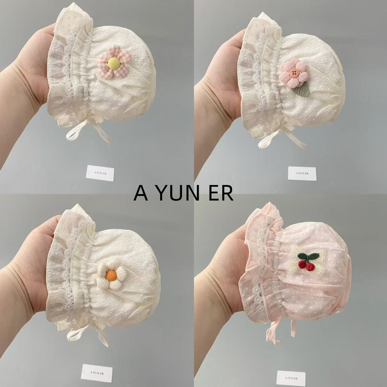 婴儿帽子春秋薄款护耳帽女宝宝遮阳帽新生儿小月龄洋气公主帽胎帽