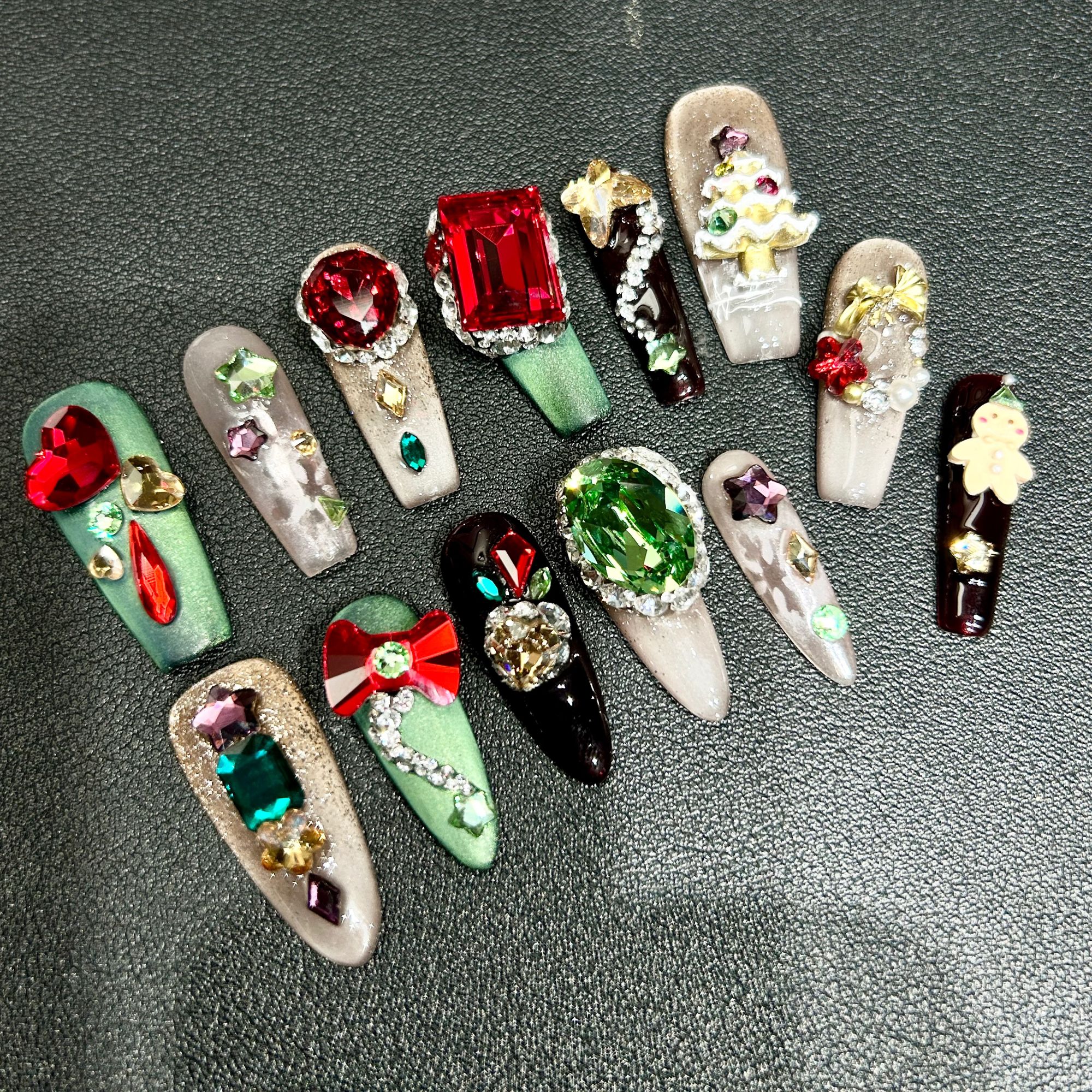 【童话日记】】【jom原创全华尺码可定制】圣诞十三指绝版红色穿戴甲