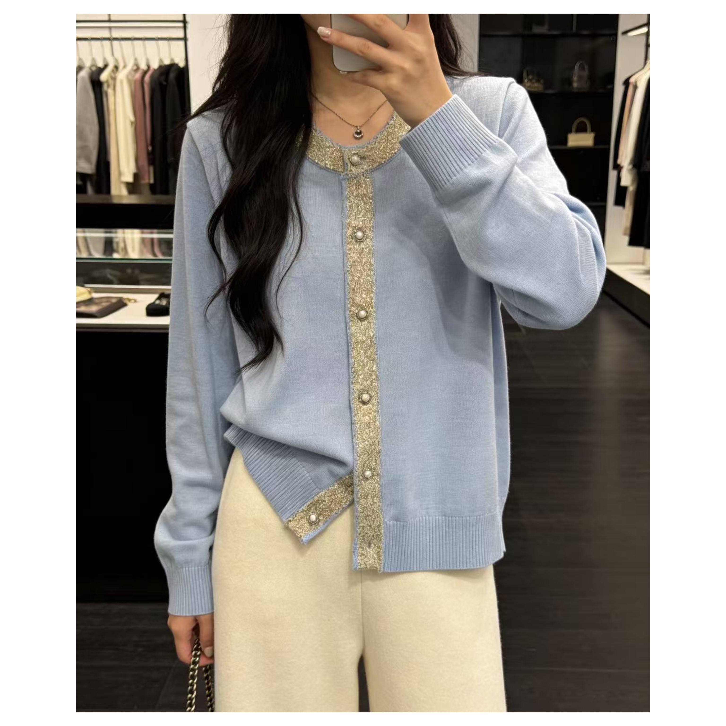 胸98-140长55（部分无三标介意慎拍）减龄长袖针织开衫 4813