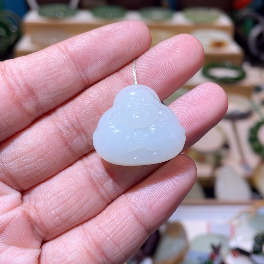 和田玉高品白玉抱抱佛未镶嵌