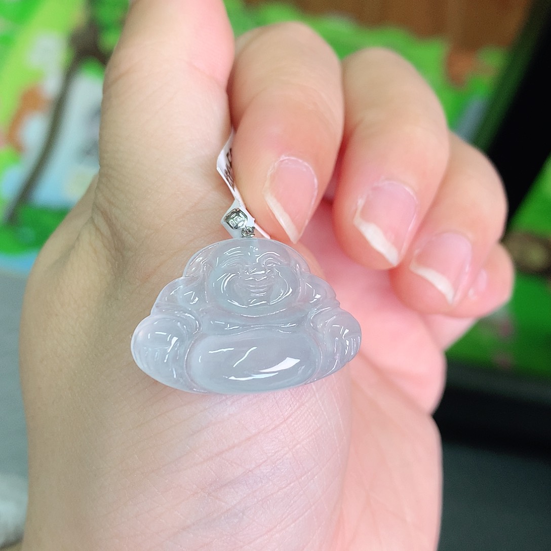 翡翠颈饰18K金镶嵌冰胶晴佛公19*28*4.6