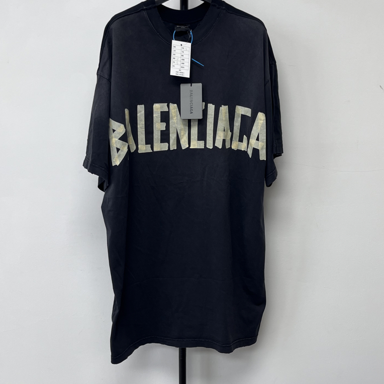 未使用 Balenciaga/巴黎世家 胶带3B二合一拼接水洗破坏短袖01816