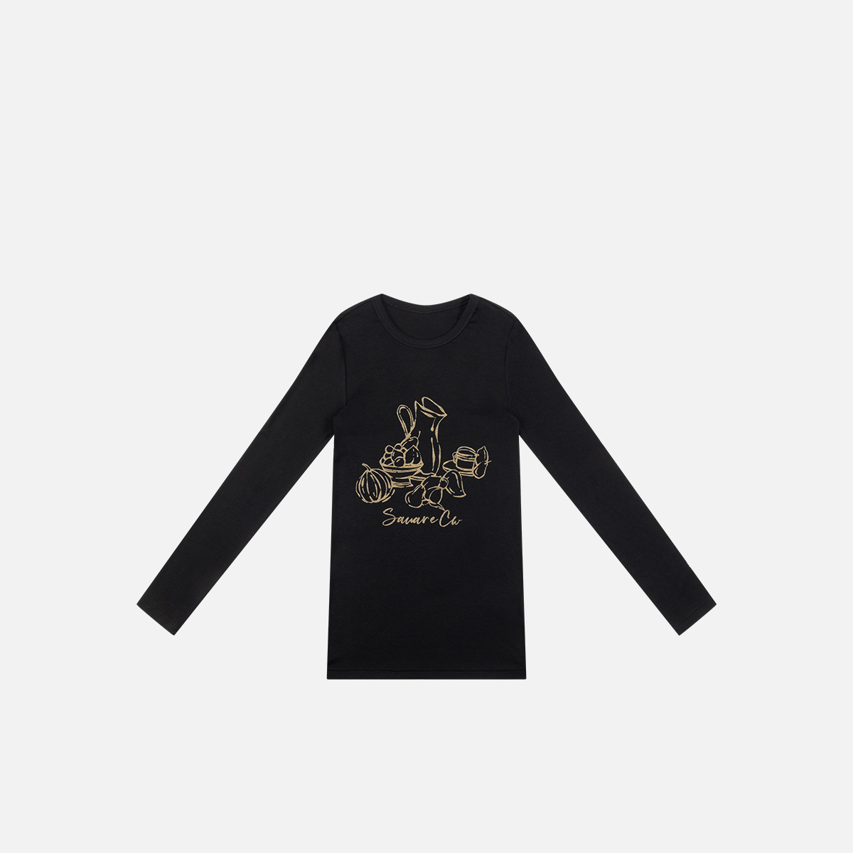 SECRET CIRCLE·秘社早秋设计长袖T恤修身显瘦圆领上衣薄款女C2260