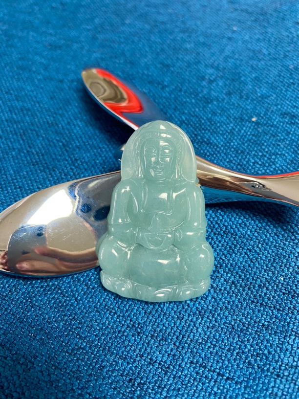 蓝水冰，天然缅甸翡翠观音吊坠（多样性发一）