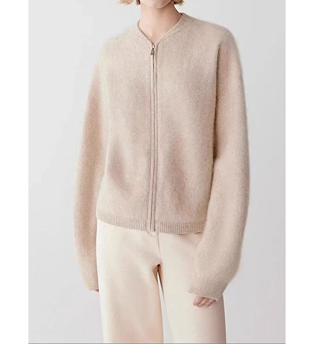 2025冬季小禾同款未染色系绵羊毛时尚百搭休闲拉链针织开衫TC9034