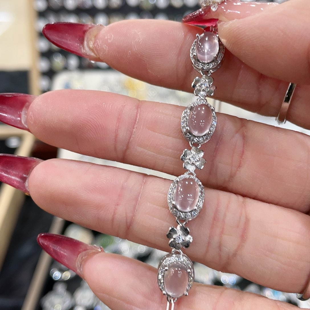 芙蓉石手链银S925镶嵌意*