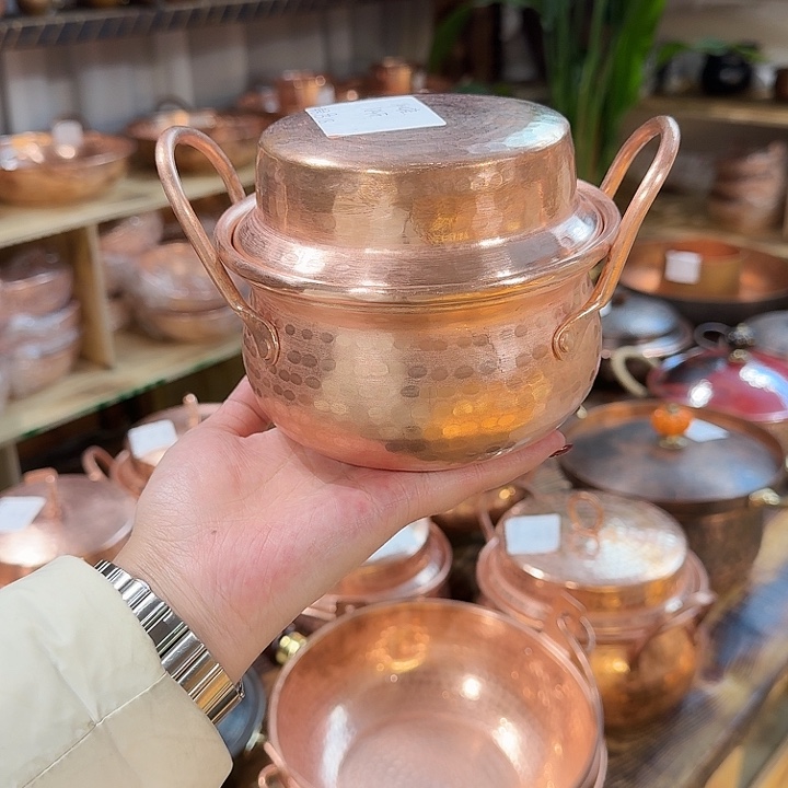 紫铜手工制作摆件双耳锅14口径