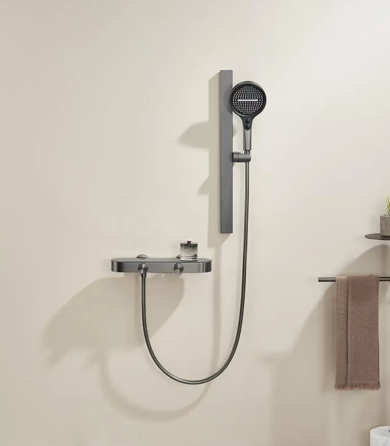 东来 DL-087  民宿卫生间淋浴套装花洒铸造精铜冷热置物平台