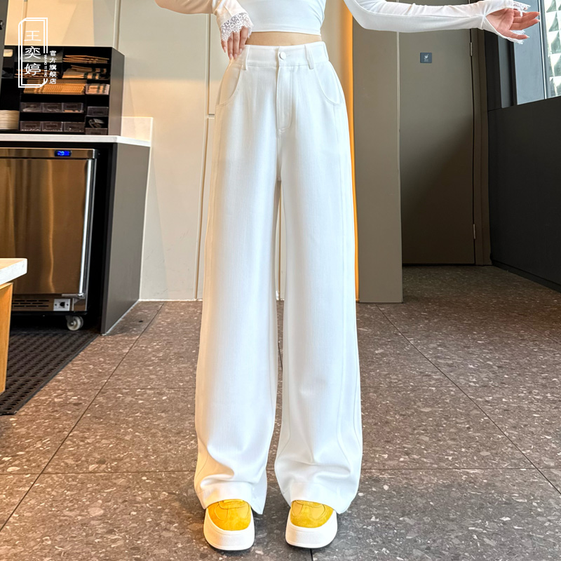 夏季牛仔阔腿裤子女款爆款2025新款高腰显瘦宽松白色休闲垂感直筒