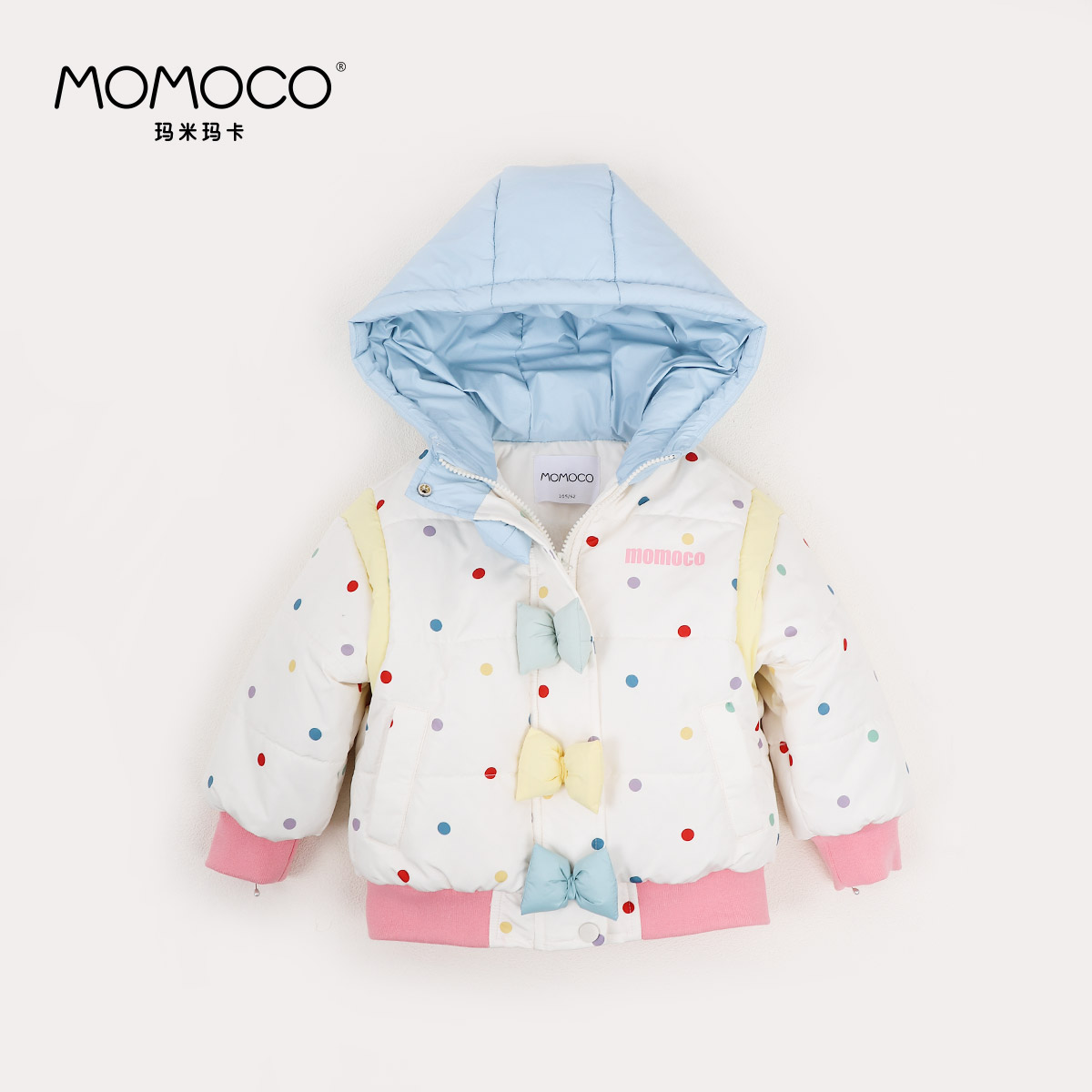 MOMOCO女童潮流百搭彩点撞色棉服外套77820101003