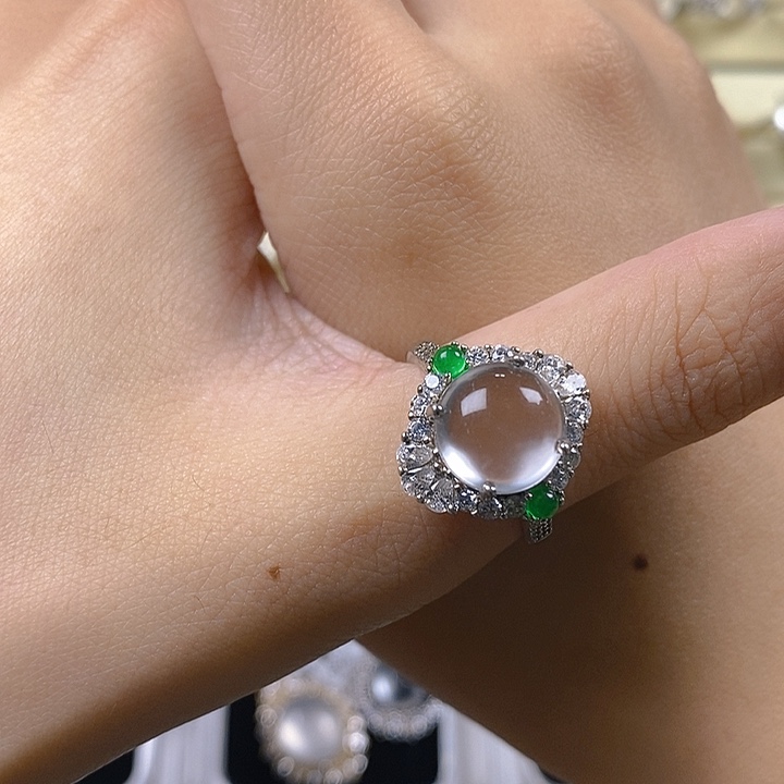 石英质玉银S925镶嵌戒指