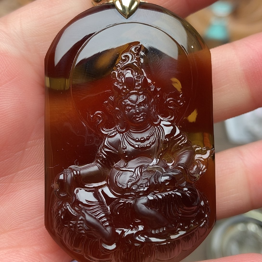 水晶天然水晶吊坠18K金镶嵌