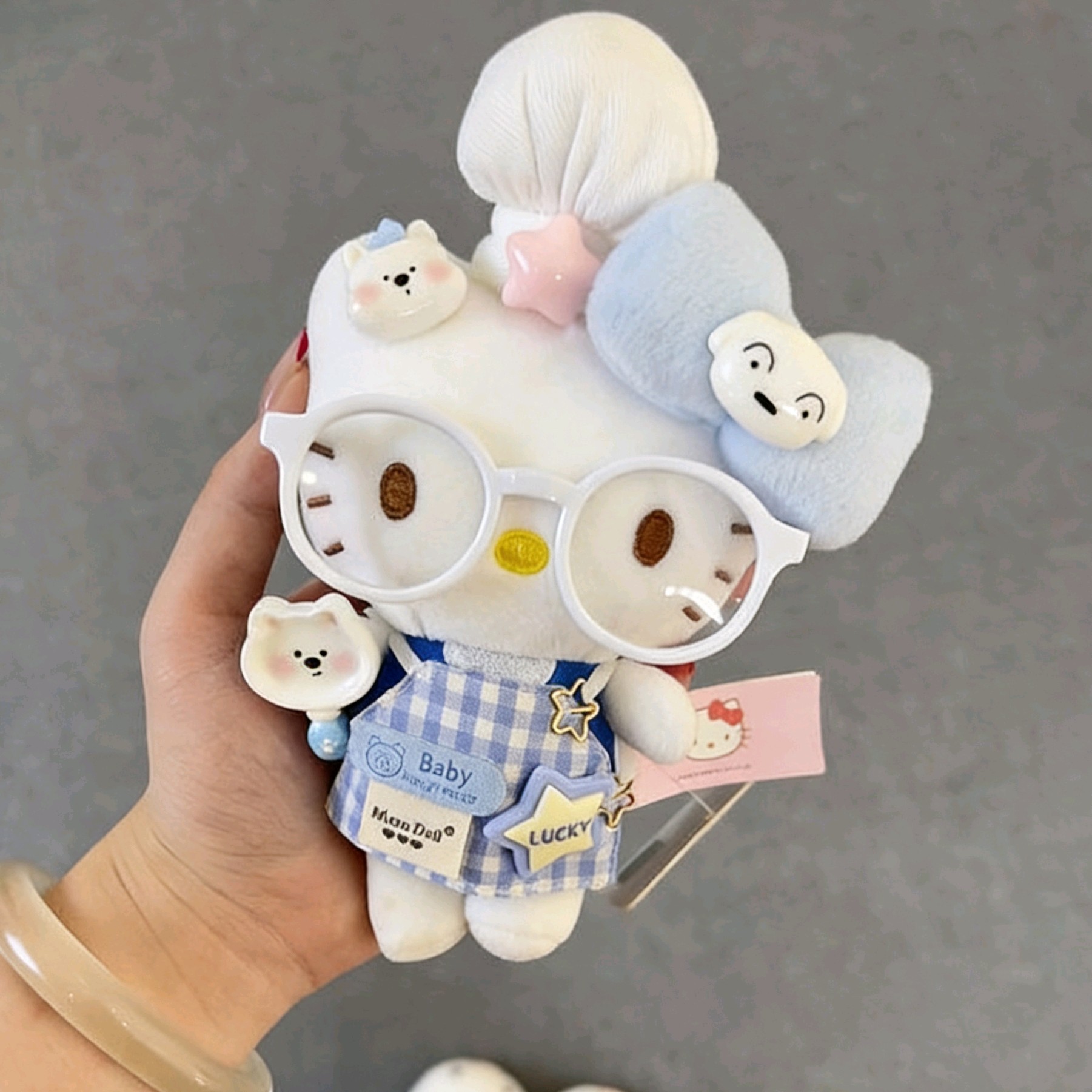 【热卖】正版蓝色小厨娘Kitty可爱少女毛绒玩偶diy挂件包挂生日礼物