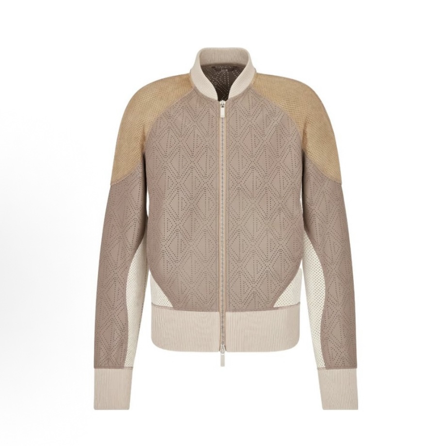 未使用 DIOR/迪奥 ypl 拼色镂空CD皮衣夹克 103205